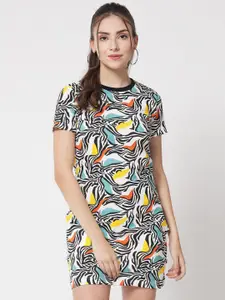 The Dry State Women Multicoloured Cotton T-shirt Dress
