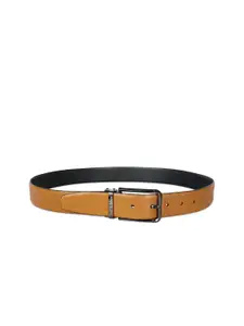 Kenneth Cole Men Tan Brown Solid Leather Reversible Belt