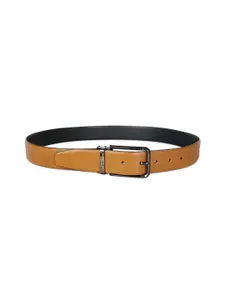 Kenneth Cole Men Tan Brown Textured Leather Casual Belt