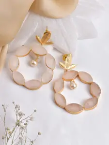 TEEJH Women White Gold Plated Contemporary Drop Earrings