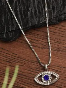 EL REGALO Silver-Plated & Blue Studded Necklace