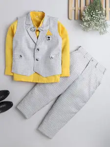 DKGF FASHION Boys Yellow & Grey Shirt with Trousers