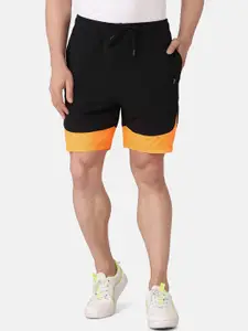 PERFKT-U Men Black High-Rise Running Sports Shorts with Antimicrobial Technology