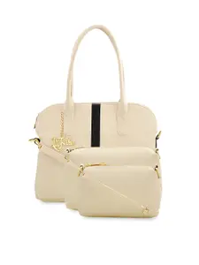LaFille Cream-Coloured Set of 3 Solid Handbags
