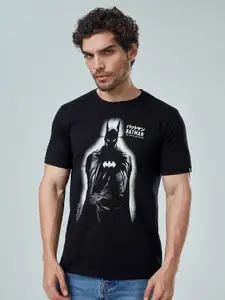 The Souled Store Men Black Pure Cotton Batman Printed T-shirt