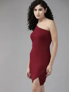 The Roadster Lifestyle Co. Solid One Shoulder Bodycon Mini Dress