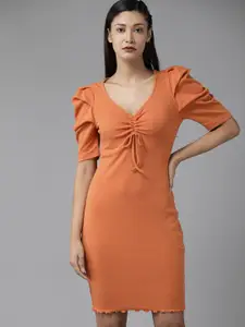 Roadster Rust Orange Bodycon Dress