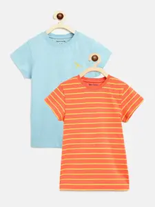 Campana Girls Orange & Blue Pack Of 2 T-shirts