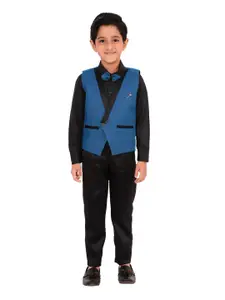 DKGF FASHION Boys Blue & Black 3 Piece Shirt with Trouser & With Waistcoat