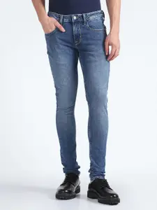 Flying Machine Men Blue Jackson Skinny Fit Low-Rise Heavy Fade Stretchable Jeans