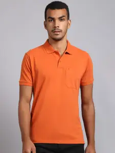 VENITIAN Men Orange Solid Polo Collar T-shirt