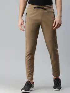 SHOWOFF Men Khaki Solid Slim-Fit Cotton Track Pants
