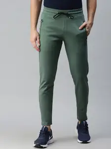 SHOWOFF Men Green Solid Slim-Fit Cotton Track Pants