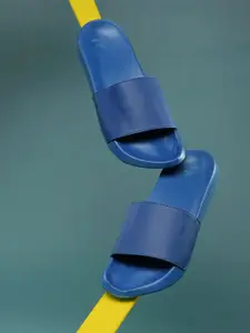 WROGN Men Blue Solid Sliders