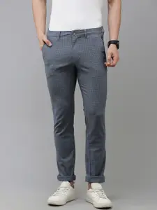 V Dot Men Checked Skinny Fit Trousers