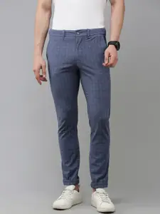 V Dot Men Checked Skinny Fit Trousers