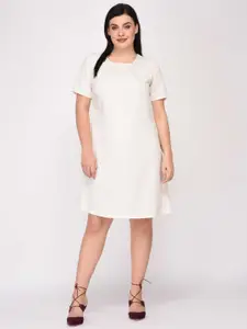 LastInch Women White A-Line Dress