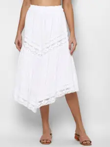 AMERICAN EAGLE OUTFITTERS Women White Self-Design Midi Skirt