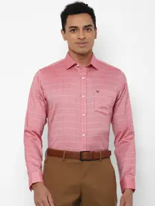 Allen Solly Men Pink Slim Fit Windowpane Checked Formal Shirt