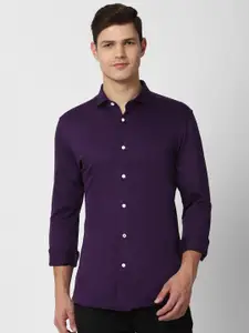 Peter England Men Purple Slim Fit Pure Cotton Casual Shirt
