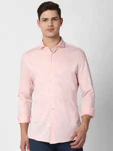 Peter England Men Peach-Coloured Slim Fit Casual Shirt