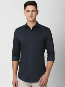 Peter England Men Navy Blue Slim Fit Casual Shirt
