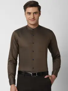 Peter England Elite Men Brown Pure Cotton Formal Shirt