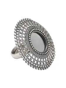 ahilya 92.5 Sterling Silver Adjustable Mirror Ring with Cut-Out Detail