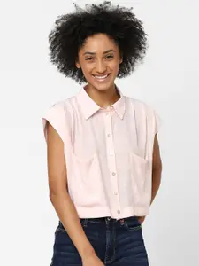 ONLY Women Pink Solid Casual Shirt