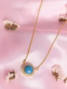 HOT AND BOLD Woman Gold-Toned & Blue Gold-Plated Necklace