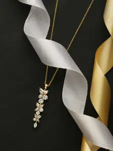 HOT AND BOLD Woman Gold-Toned & White Gold-Plated Charm Long Necklace