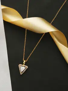 HOT AND BOLD Gold-Plated White Crystals & Cubic Zirconia Studded Necklace