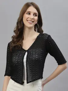 Style Quotient Women Black Button Shrug