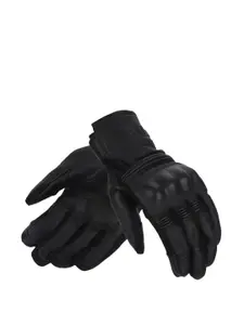 Royal Enfield Men Black Leather  Riding Gloves