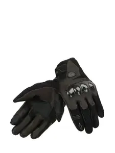 Royal Enfield Men Brown & Black Windstorm Leather Riding Gloves