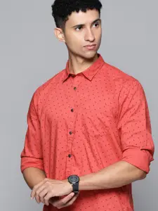 Flying Machine Men Red Slim Fit Printed Pure Cotton Casual Shirt