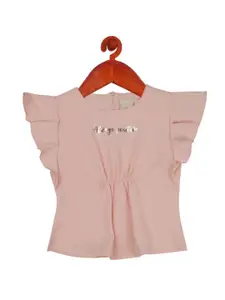 Tiny Girl Girls Peach-Coloured Solid Top