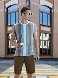 U.S. Polo Assn. U S Polo Assn Men Khaki Printed Slim Fit Pure Cotton Chino Shorts