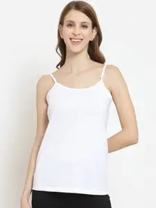 YOONOY Women White Solid Cotton Stretchable Camisole