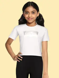 Levis Girls White Printed Pure Cotton T-shirt