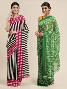 KALINI Pack of 2 Printed Poly Georgette Sarees
