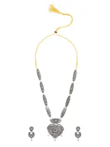Shining Jewel - By Shivansh Women Silver-Plated Necklace Set