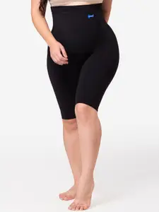 Dermawear Women Black Solid High Waist Tummy & Thigh Shapewear
