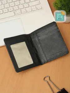 LOUIS STITCH Men Navy Blue Leather Two Fold Rfid Wallet