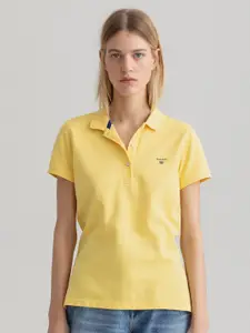 GANT Women Yellow Polo Collar T-shirt