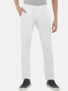 BYFORD by Pantaloons Men White Slim Fit Low-Rise Trousers