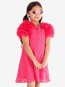 KidsDew Fuchsia Lace A-Line Dress