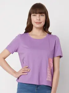 Vero Moda Women Purple Printed T-shirt