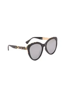 MARC LOUIS Women Grey Lens & Black Cateye Sunglasses with Polarised and UV Protected Lens