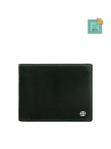 Eske Men Green Textured Leather Two Fold Wallet